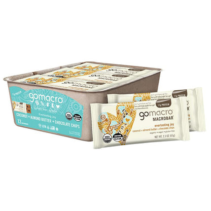 GoMacro MacroBar Organic Vegan Protein Bar — 2.3 oz (65g) × 12 Bars