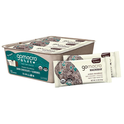 GoMacro MacroBar Organic Vegan Protein Bar — 2.3 oz (65g) × 12 Bars