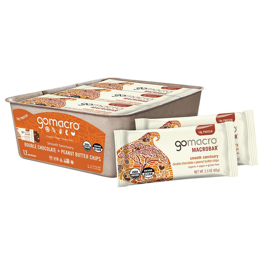 GoMacro MacroBar Organic Vegan Protein Bar — 2.3 oz (65g) × 12 Bars