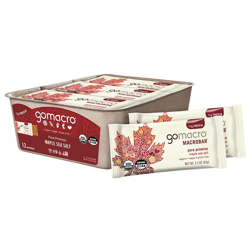GoMacro MacroBar Organic Vegan Protein Bar — 2.3 oz (65g) × 12 Bars