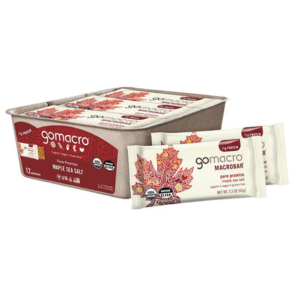 GoMacro MacroBar Organic Vegan Protein Bar — 2.3 oz (65g) × 12 Bars