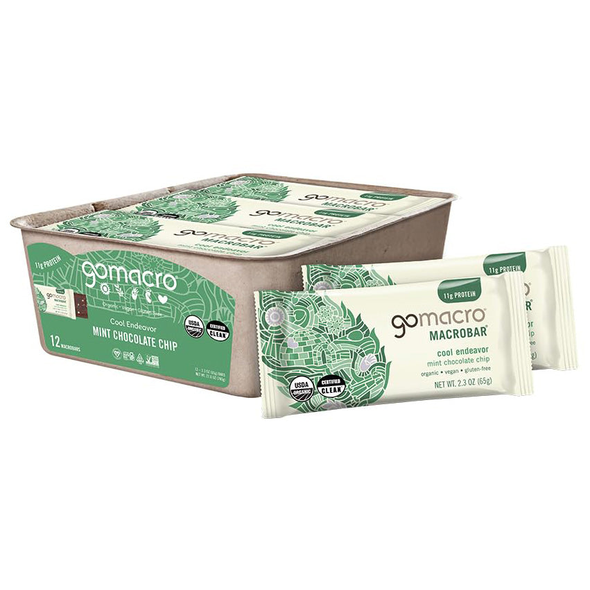 GoMacro MacroBar Organic Vegan Protein Bar — 2.3 oz (65g) × 12 Bars
