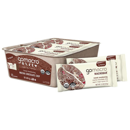 GoMacro MacroBar Organic Vegan Protein Bar — 2.3 oz (65g) × 12 Bars