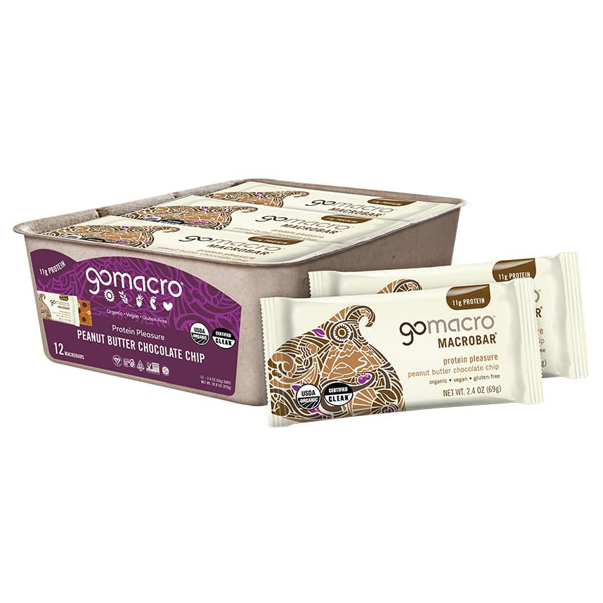GoMacro MacroBar Organic Vegan Protein Bar — 2.3 oz (65g) × 12 Bars