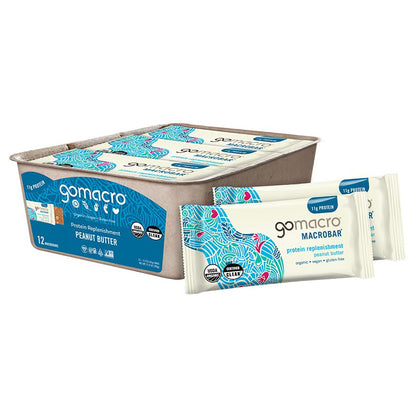 GoMacro MacroBar Organic Vegan Protein Bar — 2.3 oz (65g) × 12 Bars