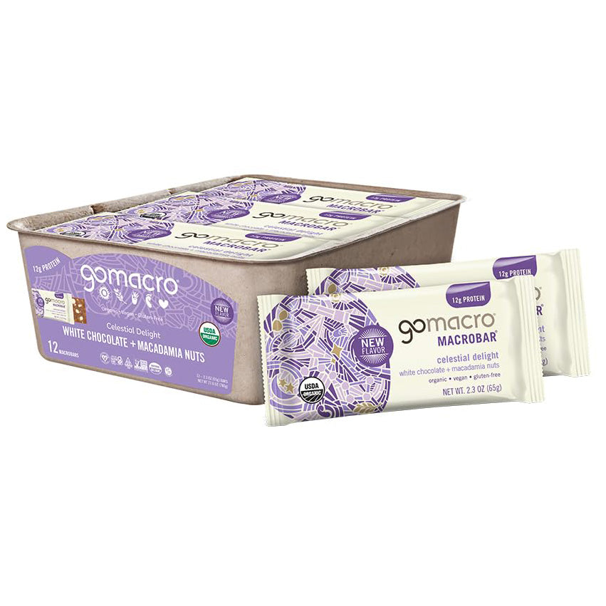 GoMacro MacroBar Organic Vegan Protein Bar — 2.3 oz (65g) × 12 Bars