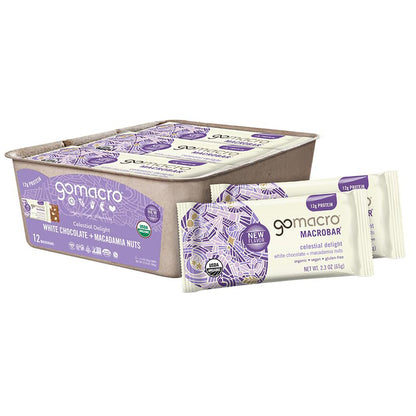 GoMacro MacroBar Organic Vegan Protein Bar — 2.3 oz (65g) × 12 Bars