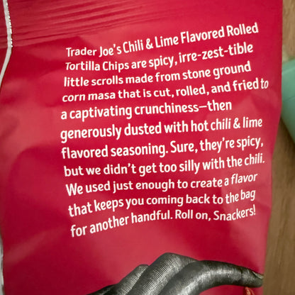 Trader Joe's 트레이더 조 칠리 & 라임 롤드 토르티야 칩 — 새콤하고 매콤한 맛