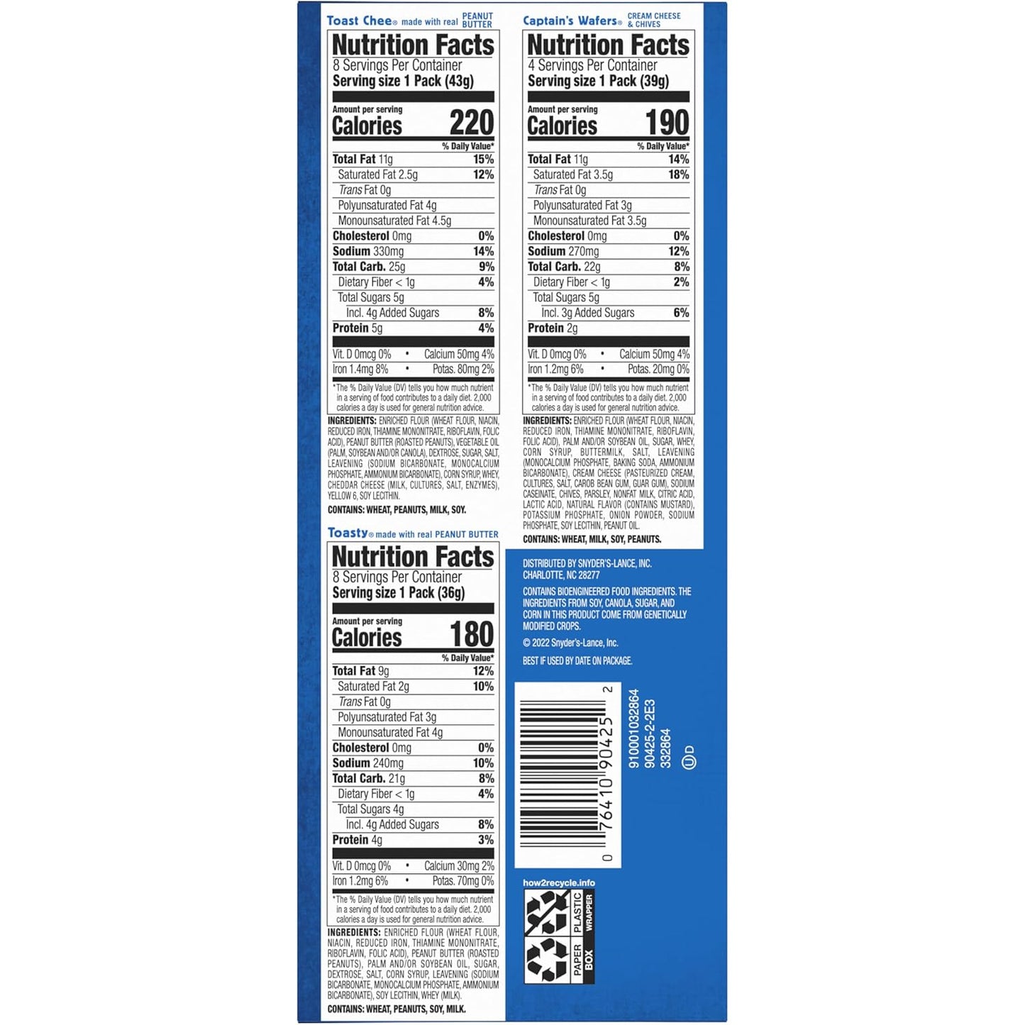 Lance Sandwich Crackers Variety Pack — 20 Individually Wrapped Packs