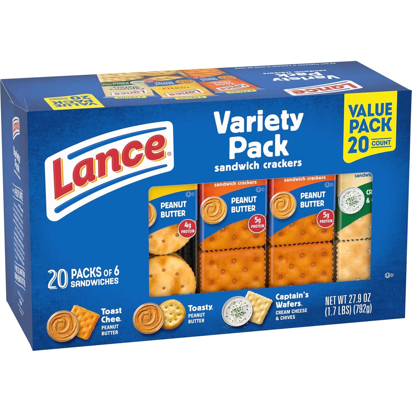 Lance Sandwich Crackers Variety Pack — 20 Individually Wrapped Packs