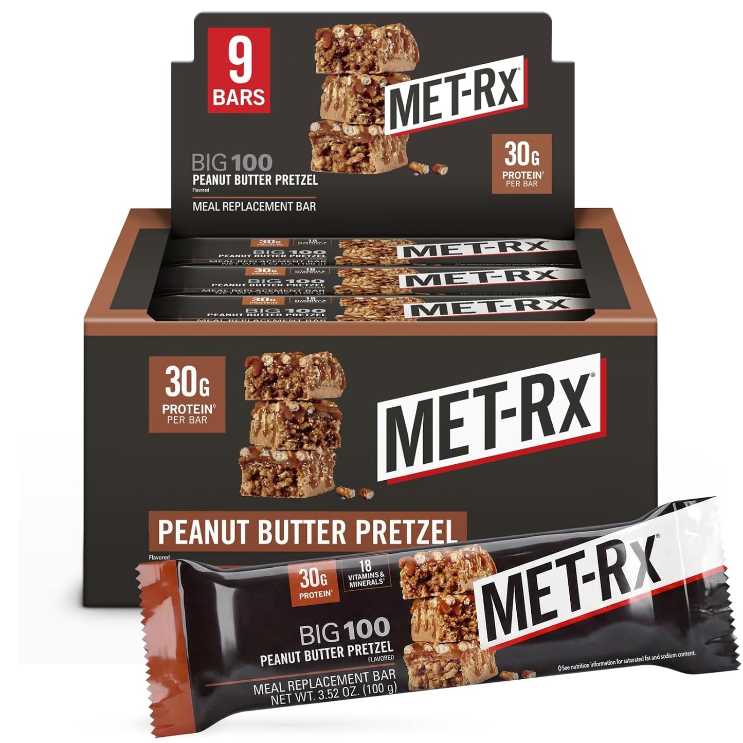 MET-Rx Protein Bar — 3.5 oz (100g) × 9 Bars