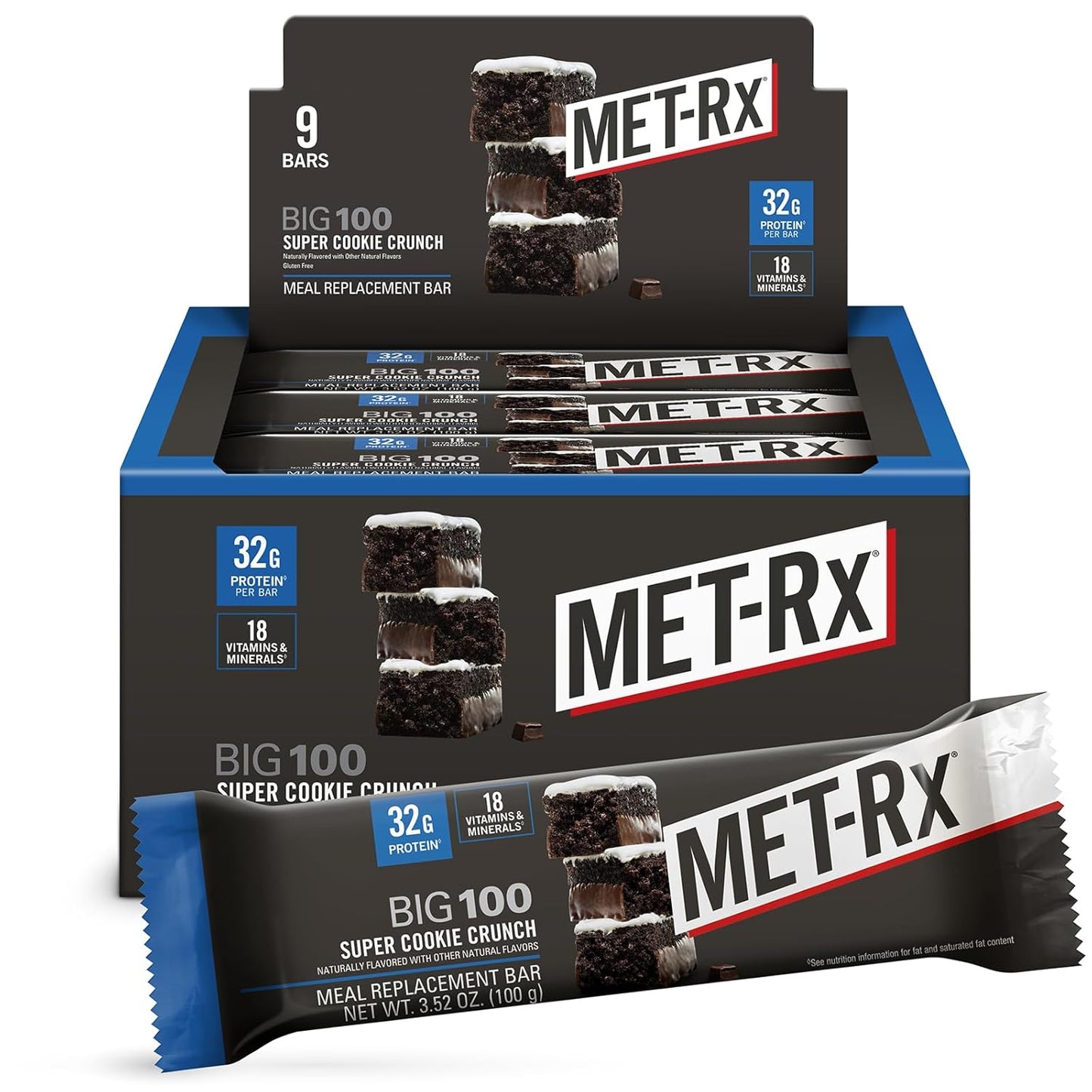 MET-Rx Protein Bar — 3.5 oz (100g) × 9 Bars