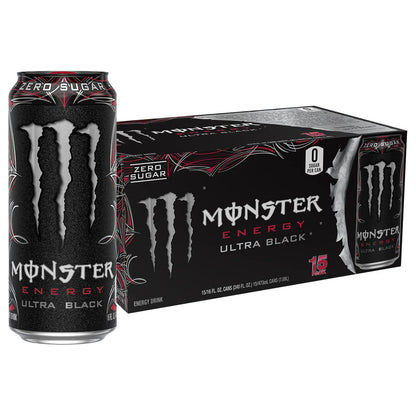 Monster Energy Ultra Black — 16 fl oz (473mL) × 15 Cans