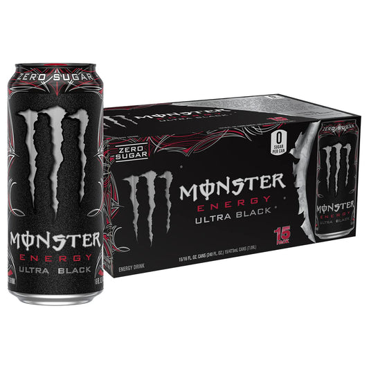 Monster 몬스터 에너지 울트라 블랙 — 473mL (16 fl oz) × 15캔