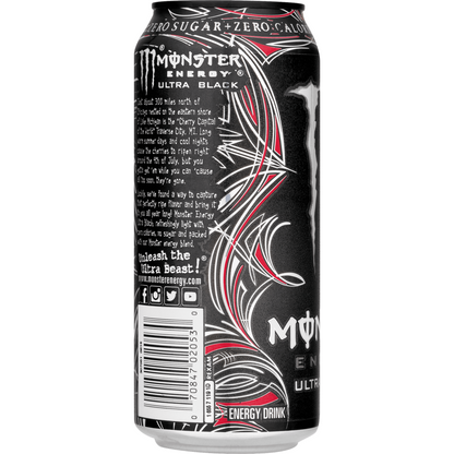 Monster Energy Ultra Black — 16 fl oz (473mL) × 15 Cans