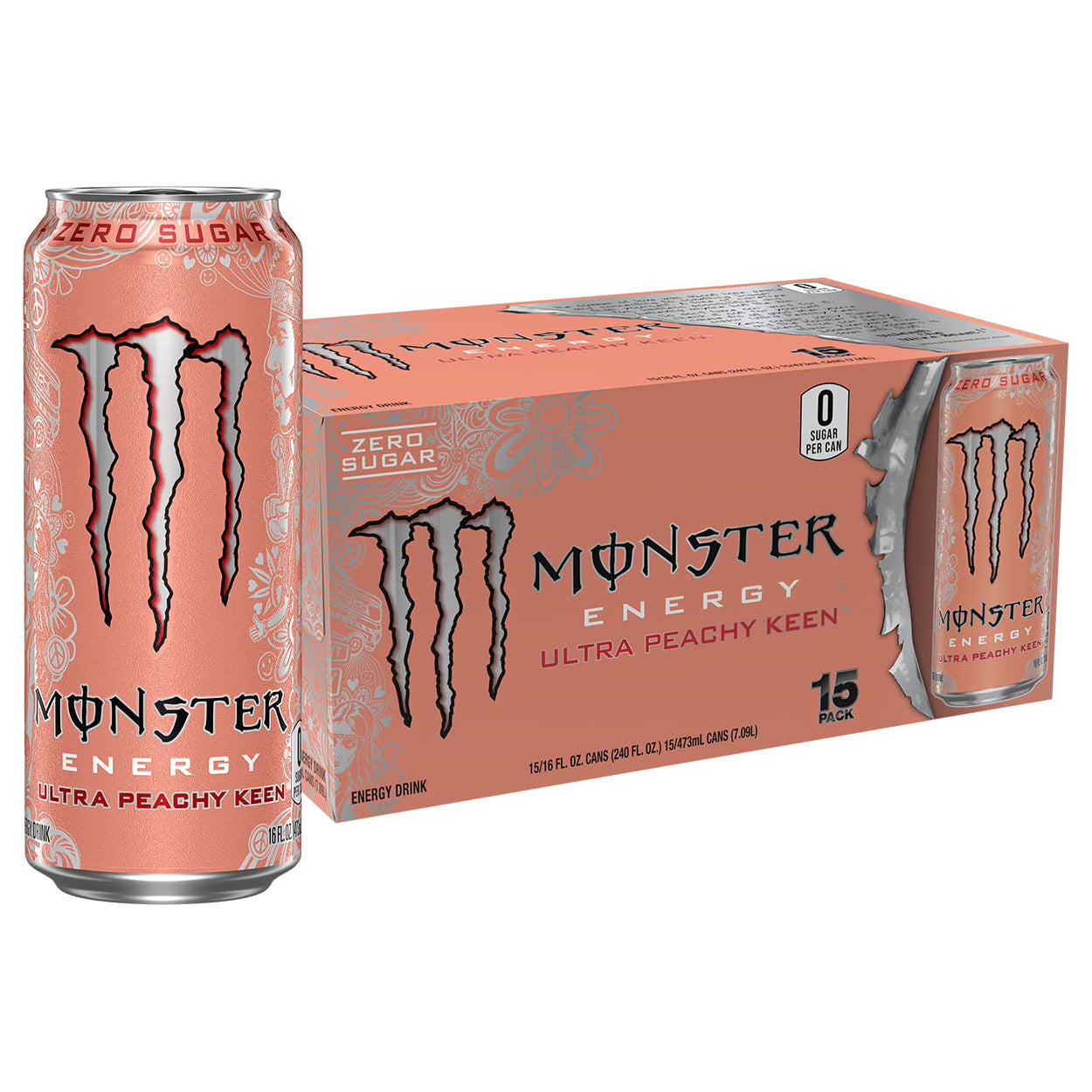 Monster Energy Ultra Peachy Keen — 16 fl oz (473mL) × 15 Cans