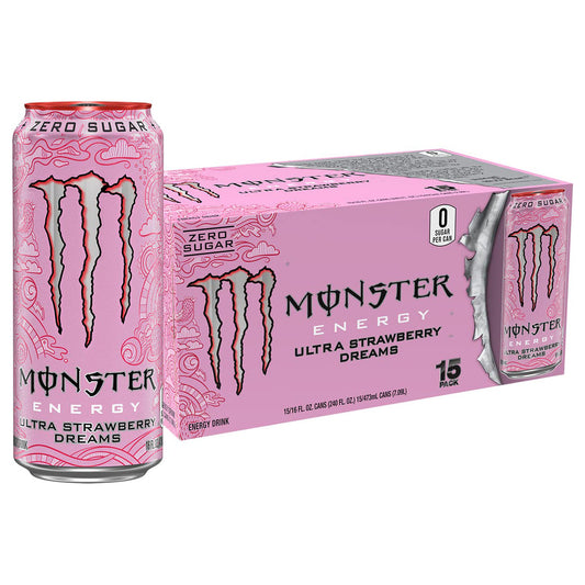 Monster 몬스터 에너지 울트라 스트로베리 드림즈 — 473mL (16 fl oz) × 15캔