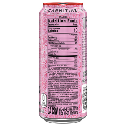 Monster Energy Ultra Strawberry Dreams — 16 fl oz (473mL) × 15 Cans