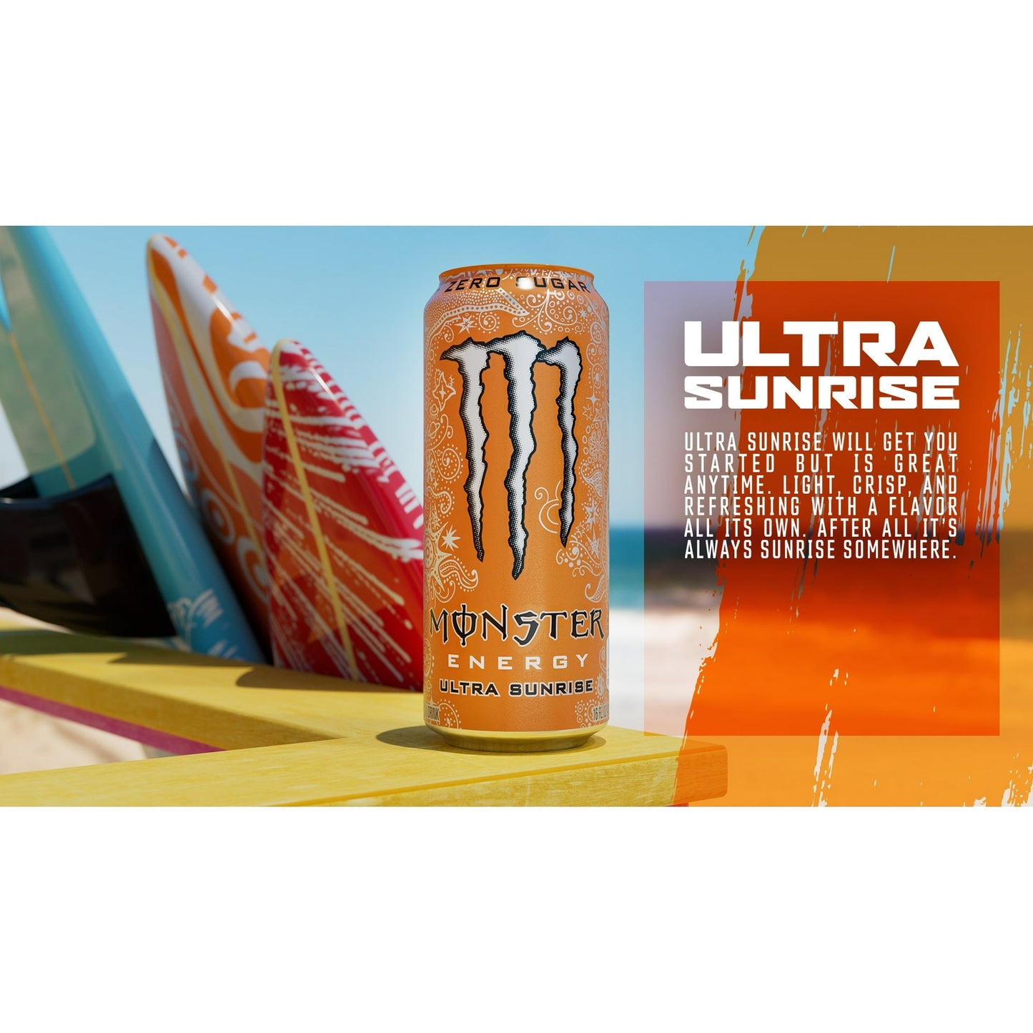 Monster Energy Ultra Sunrise — 16 fl oz (473mL) × 15 Cans