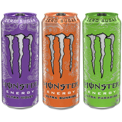 Monster Energy Ultra Variety Pack (Violet / Sunrise / Paradise) — 16 fl oz (473mL) × 15 Cans