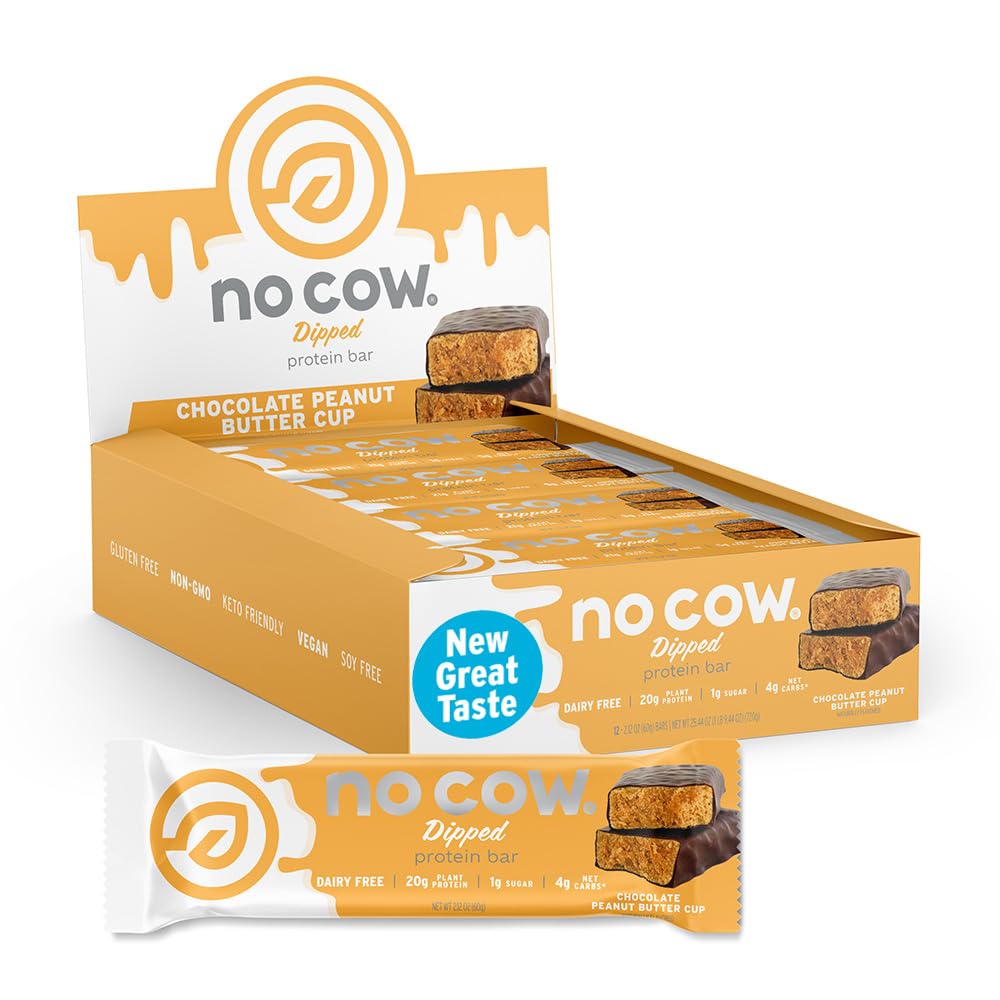 No Cow Vegan Protein Bar — 2.12 oz (60g) × 12 Bars
