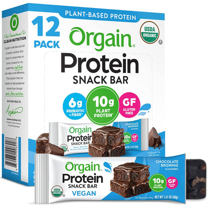 Orgain Organic Vegan Protein Bar — 1.41 oz (40g) × 12 Bars