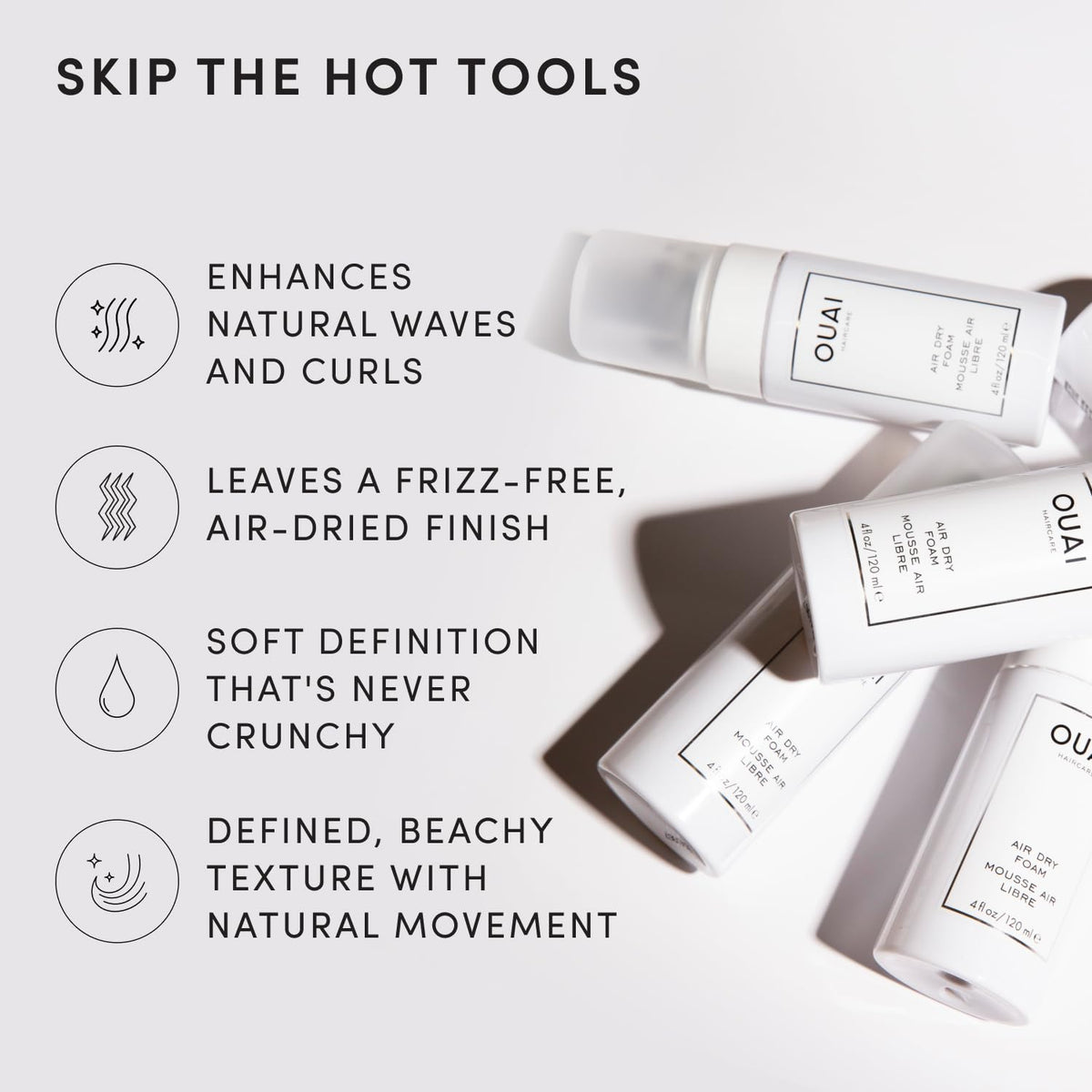 OUAI 우아이 에어 드라이 폼 - 120mL (4 fl oz)