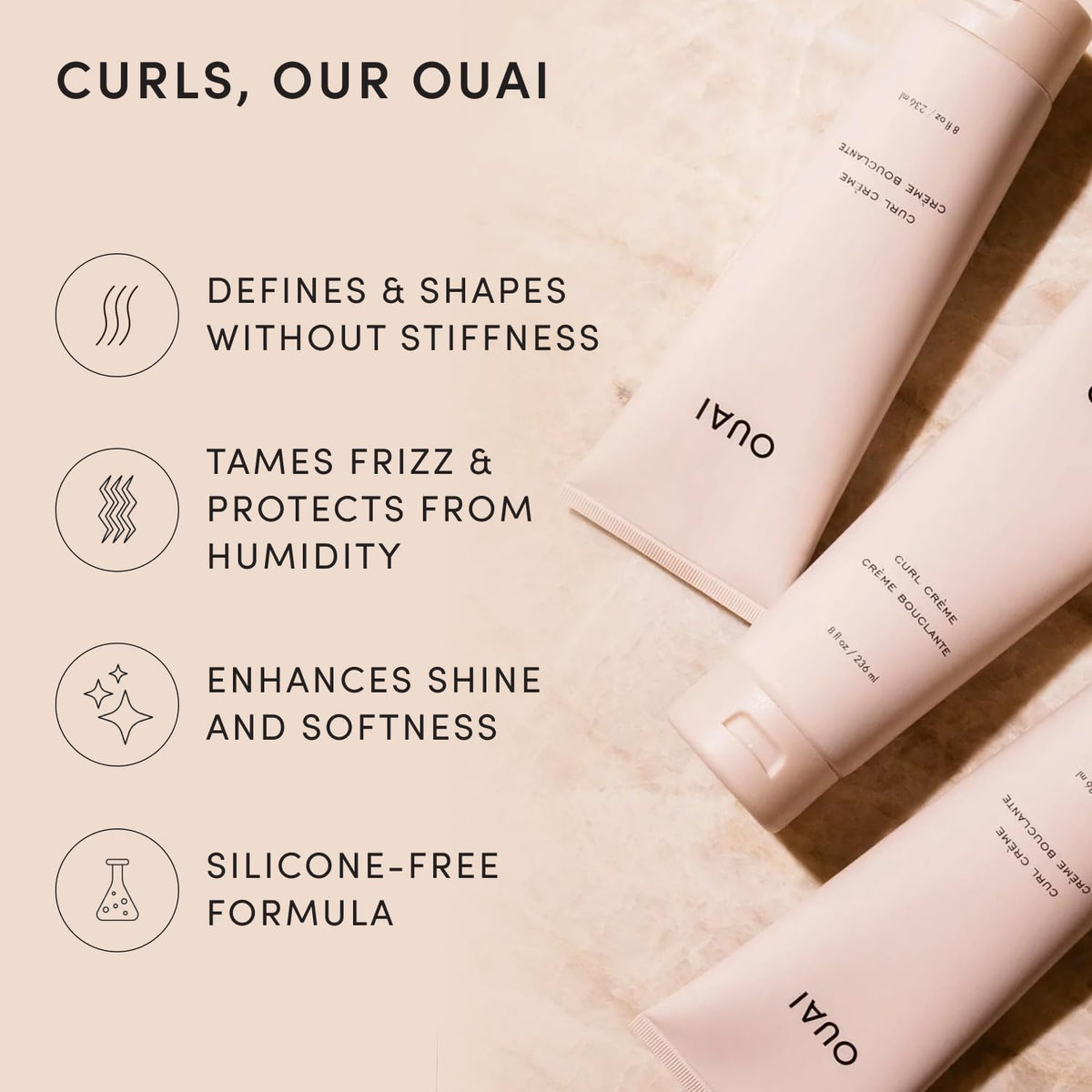 OUAI 우아이 컬 크림 - 236mL (8 fl oz)