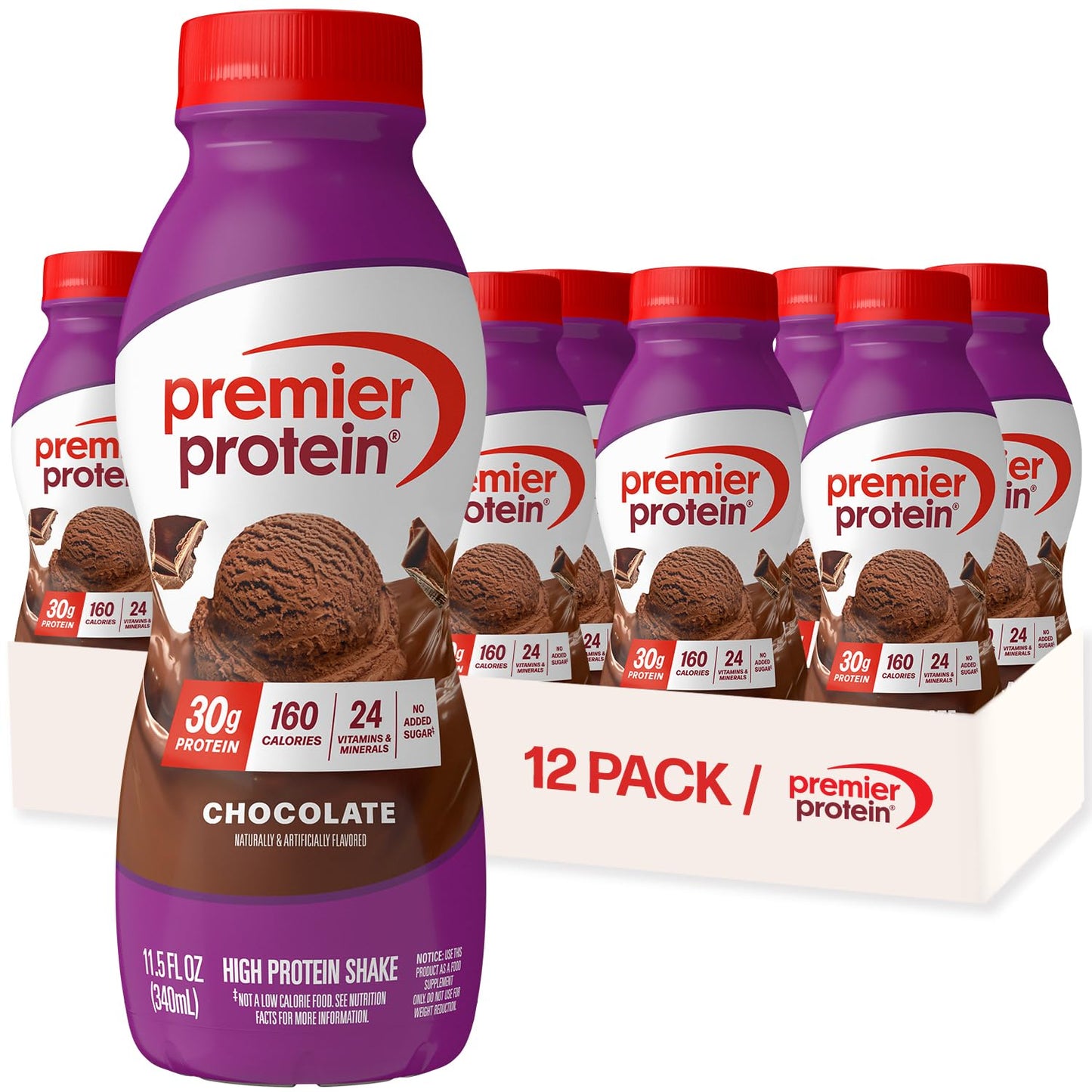 Premier Protein Shake (No Sugar) — 11.5 fl oz (340mL) × 12 Bottles