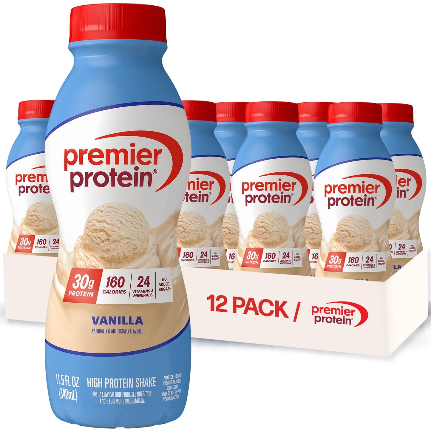 Premier Protein Shake (No Sugar) — 11.5 fl oz (340mL) × 12 Bottles