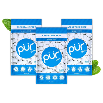 PUR Gum — 55 Pieces × 3 Packs (165 Total Pieces)