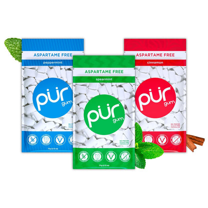 PUR Gum — 55 Pieces × 3 Packs (165 Total Pieces)