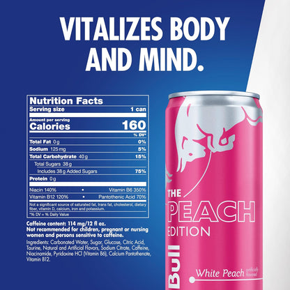 Red Bull Peach Edition Energy Drink — 12 fl oz (355mL) × 24 Cans