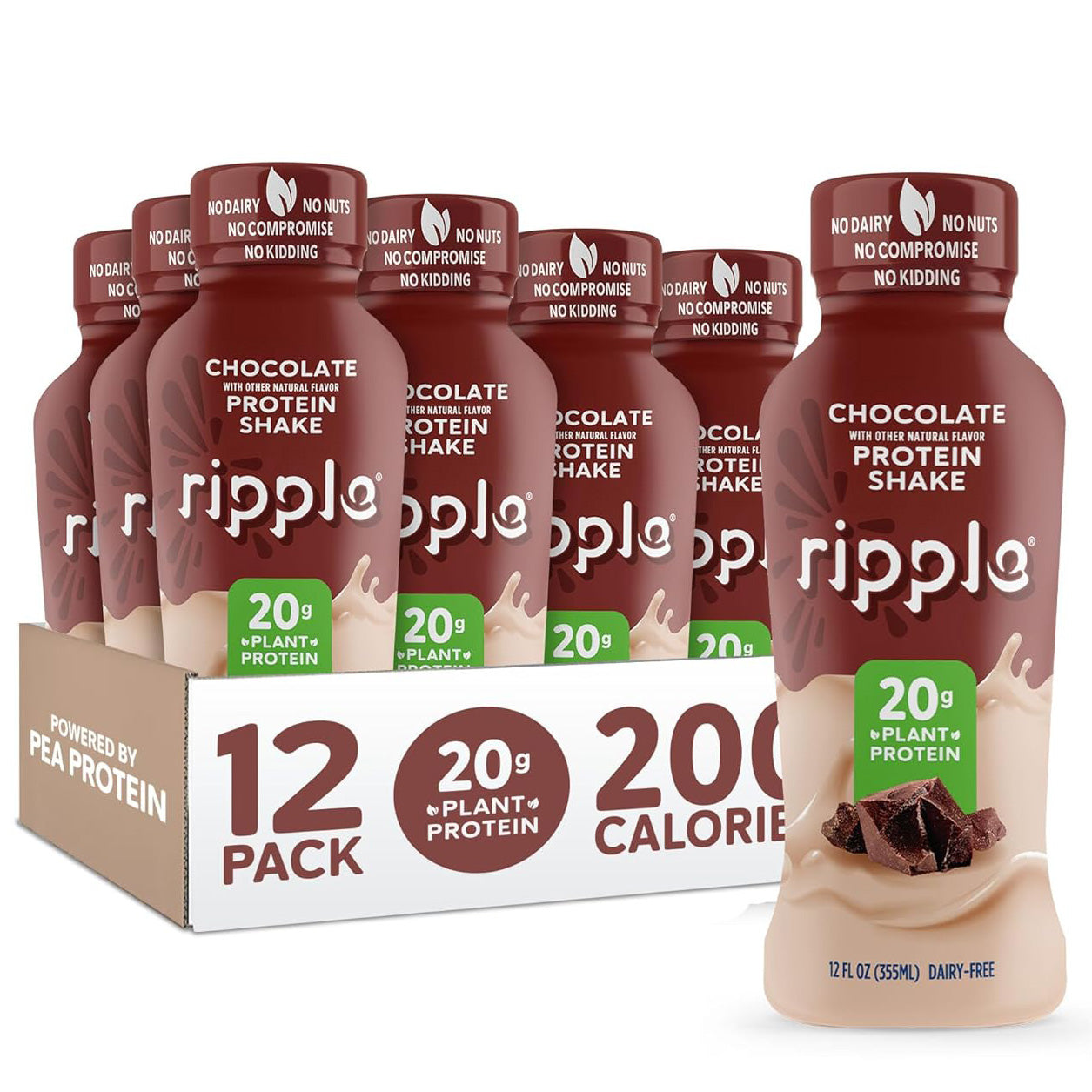 Ripple Plant Based Protein Shake — 12 fl oz (355mL) × 12 Bottles
