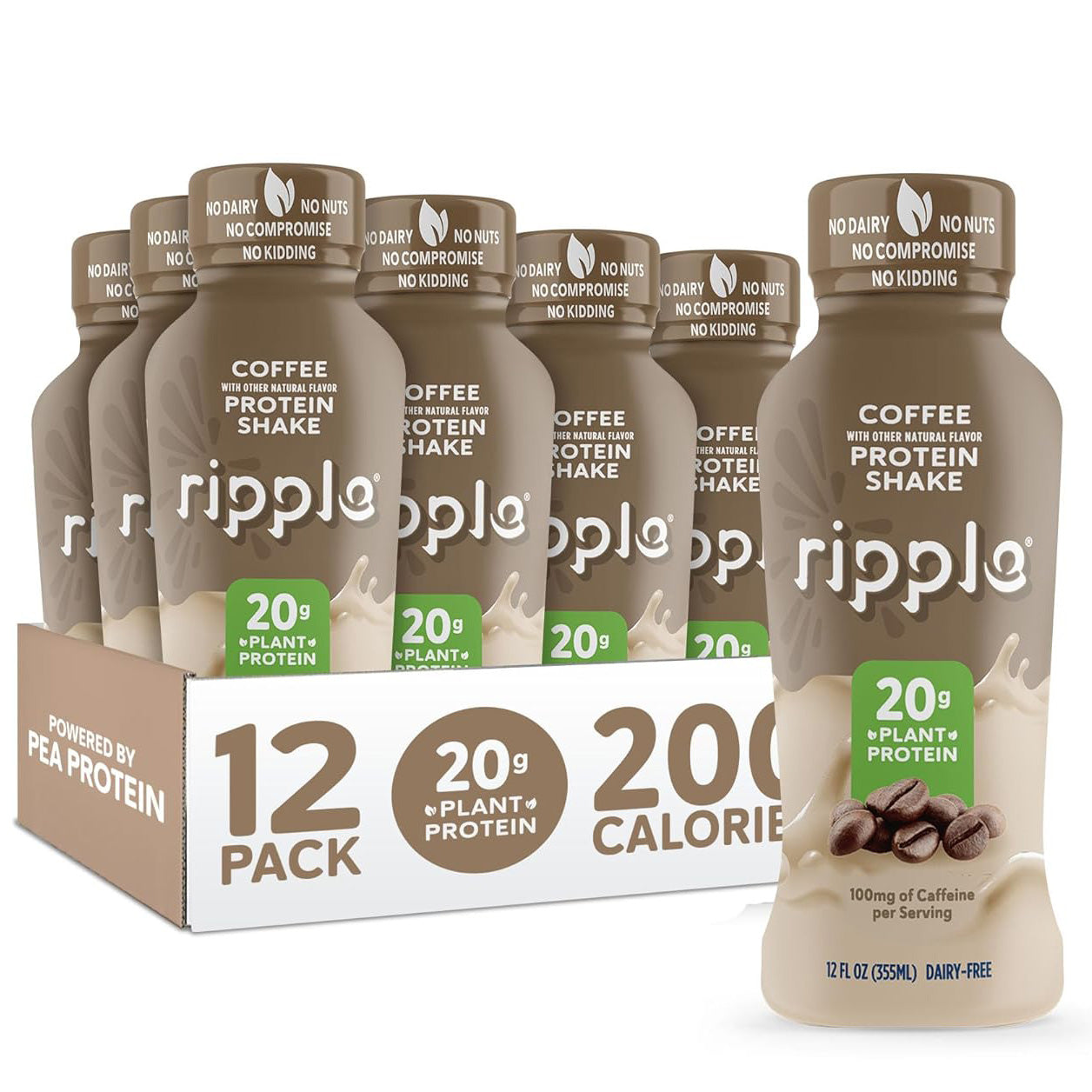 Ripple Plant Based Protein Shake — 12 fl oz (355mL) × 12 Bottles