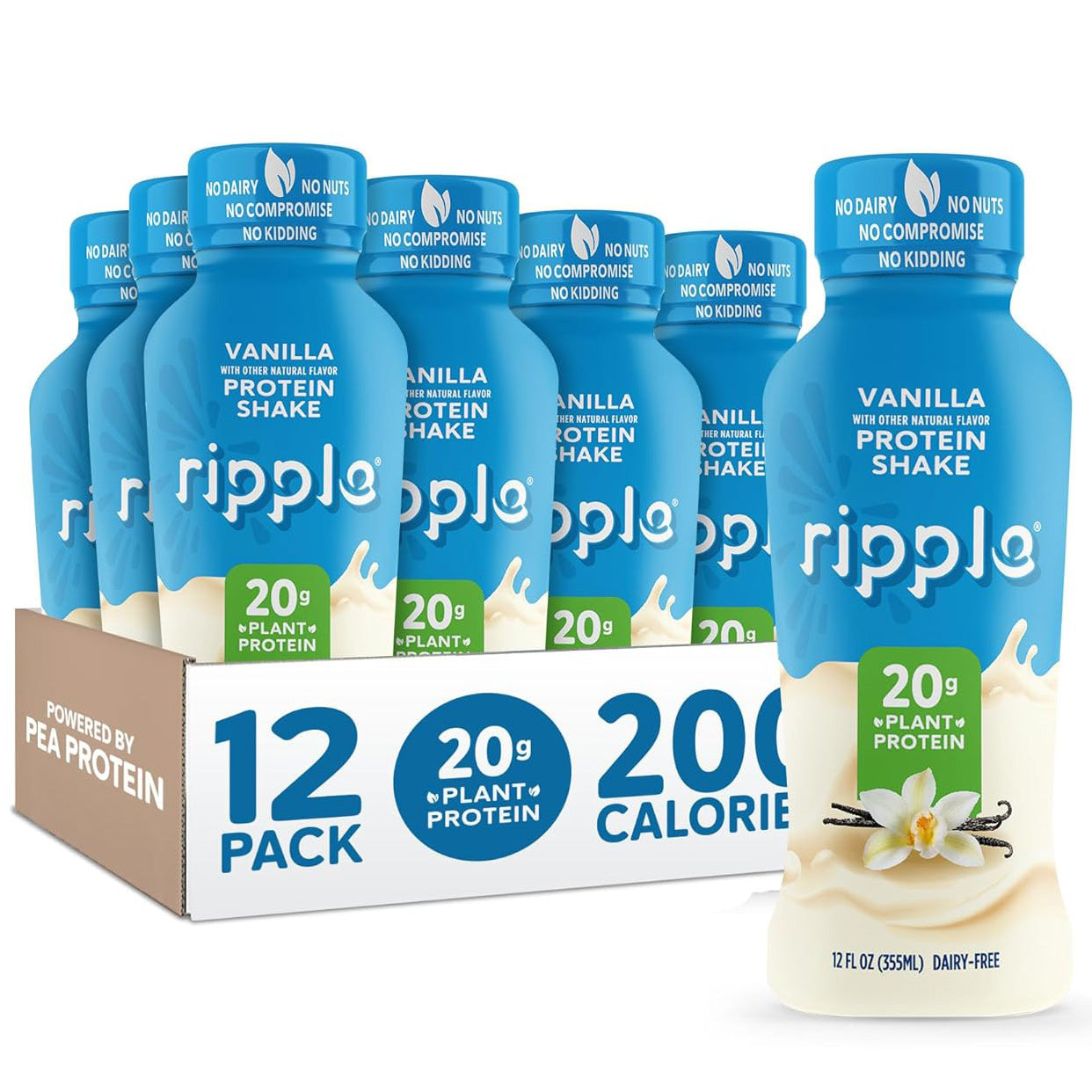Ripple Plant Based Protein Shake — 12 fl oz (355mL) × 12 Bottles