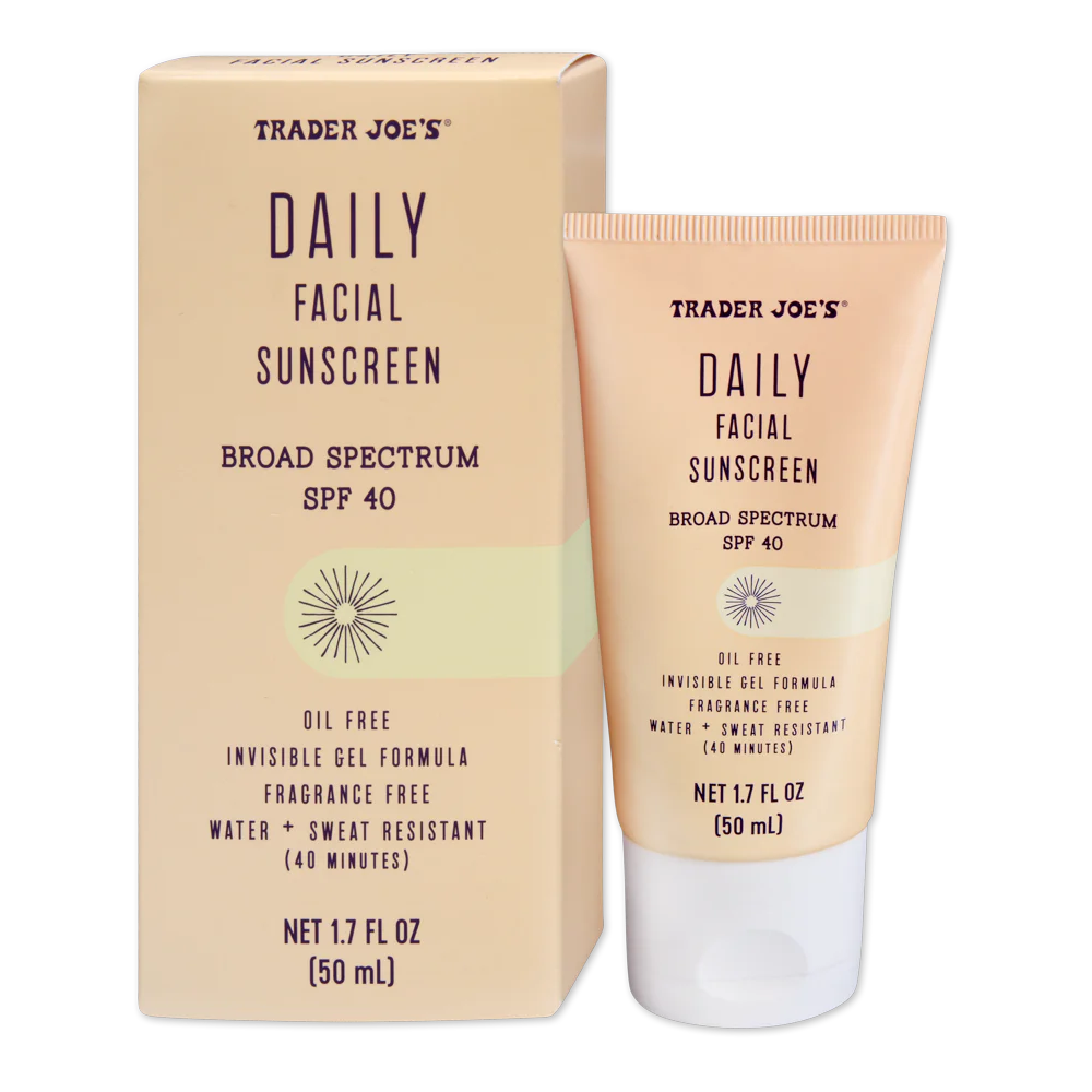 Trader Joe's Daily Facial Sunscreen SPF 40 — Oil-Free Invisible Gel (50 mL)