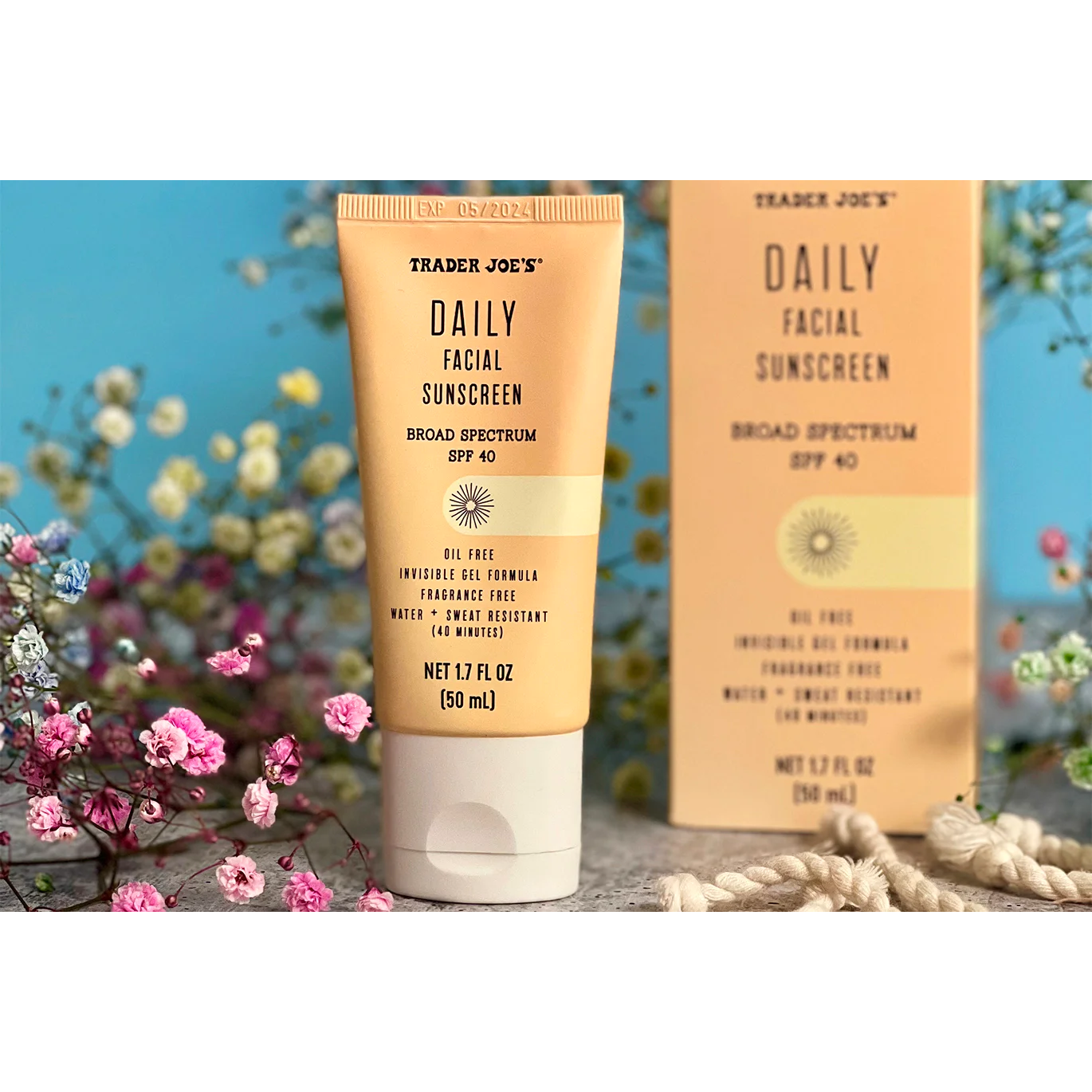 Trader Joe's Daily Facial Sunscreen SPF 40 — Oil-Free Invisible Gel (50 mL)