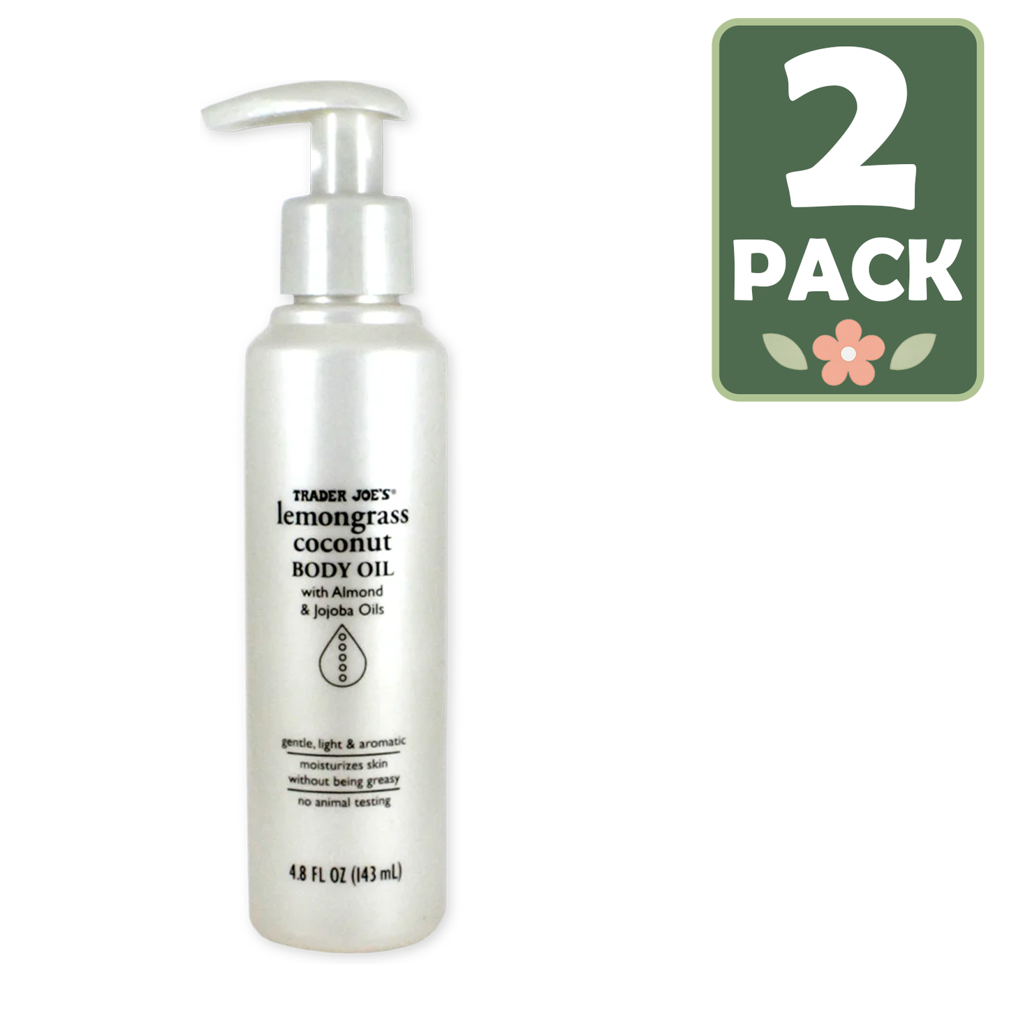 Trader Joe's Lemongrass Coconut Body Oil — Refreshing Coconut (142 mL)