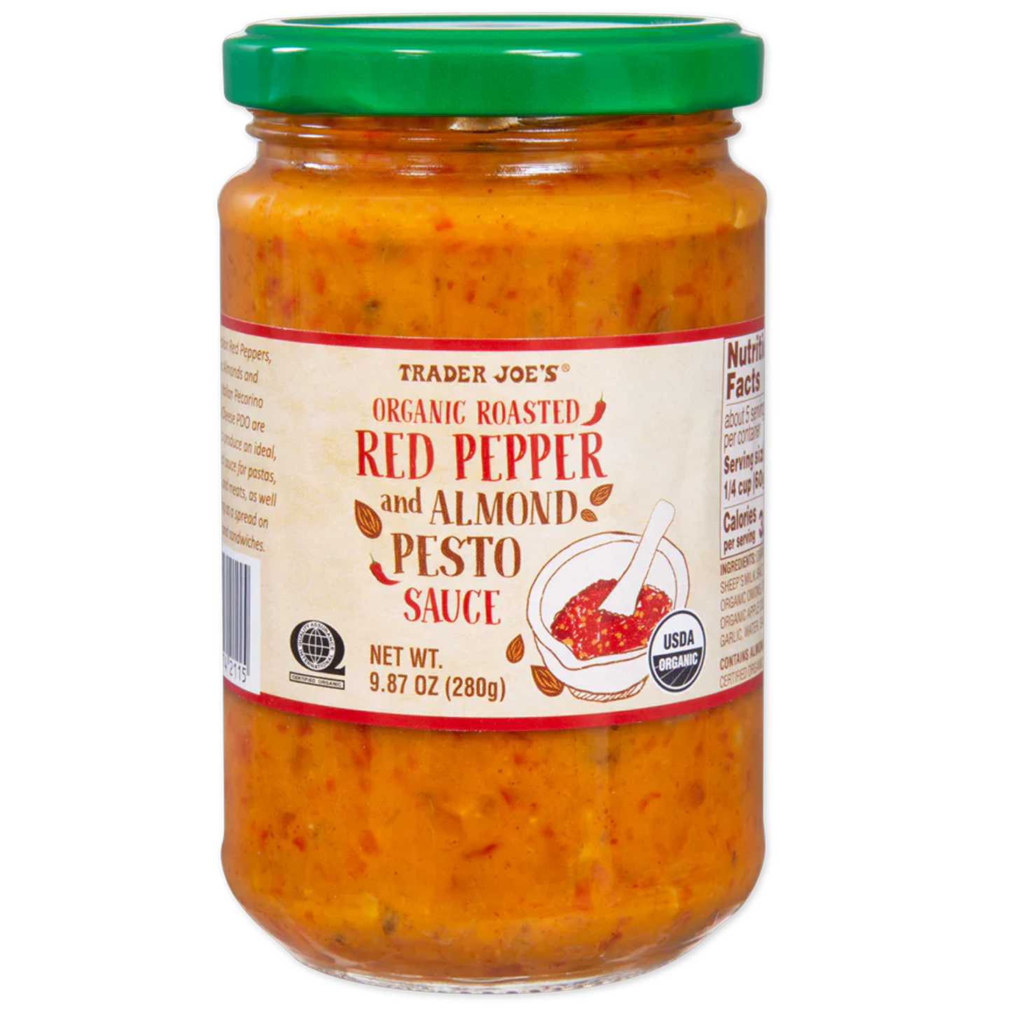 Trader Joe's 트레이더 조 유기농 로스티드 레드페퍼 아몬드 페스토 - 9.87 oz