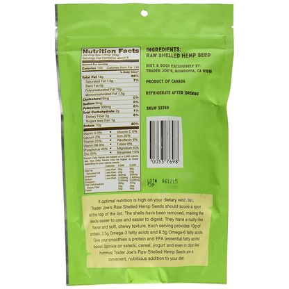 Trader Joe's Organic Shelled Hemp Seeds - 8 oz