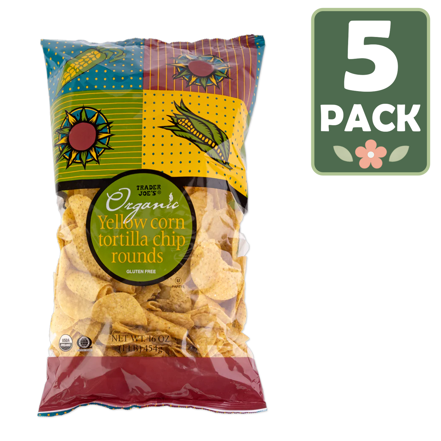 Trader Joe's Organic Yellow Corn Tortilla Chip Rounds - 16 oz