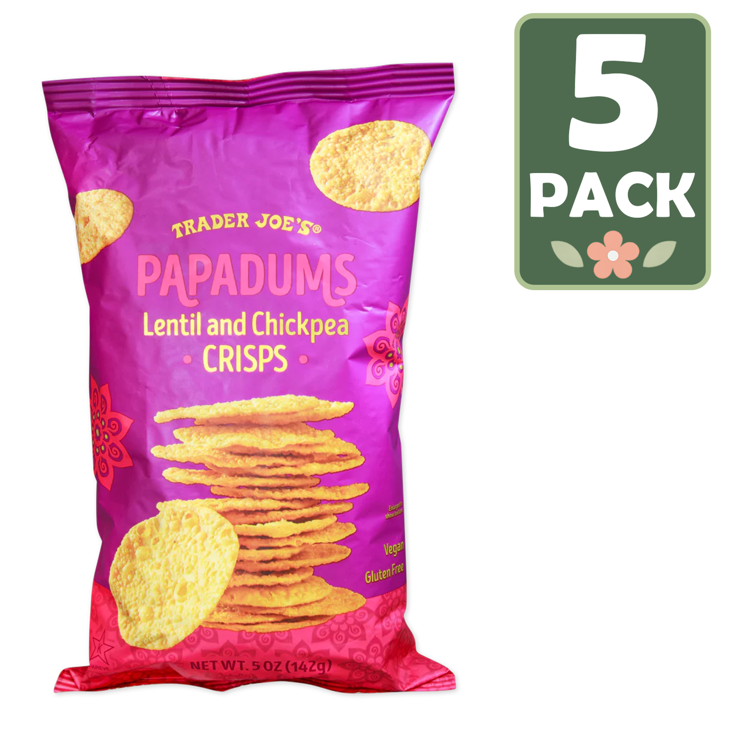 Trader Joe's Papadums Lentil and Chickpea Crisps - 5 oz