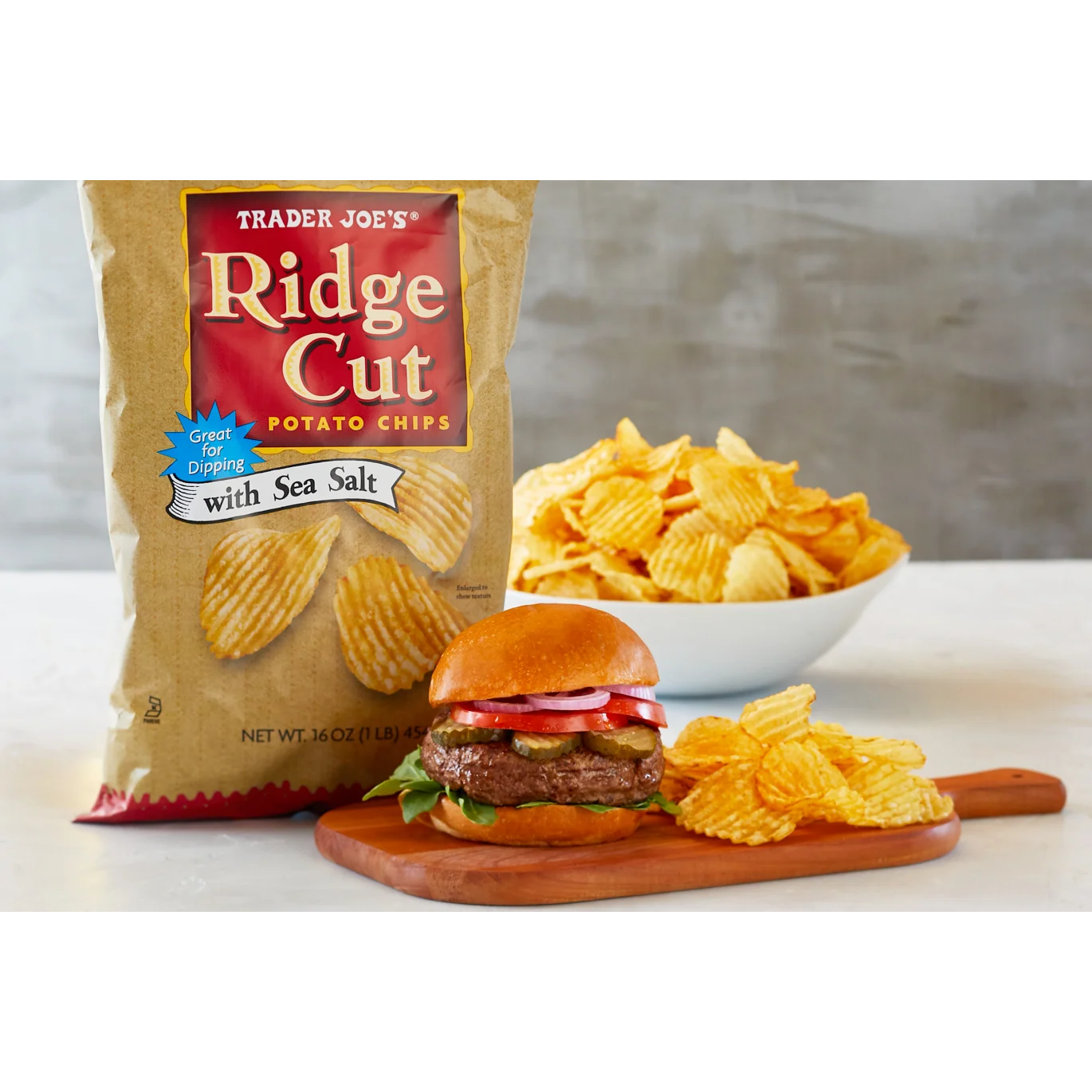 Trader Joe's 트레이더 조 릿지컷 포테이토 칩 씨솔트 - 16 oz
