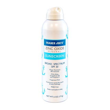 Trader Joe's Zinc Oxide Mineral Sunscreen Spray SPF 30 — Mineral Zinc Spray (177 mL)