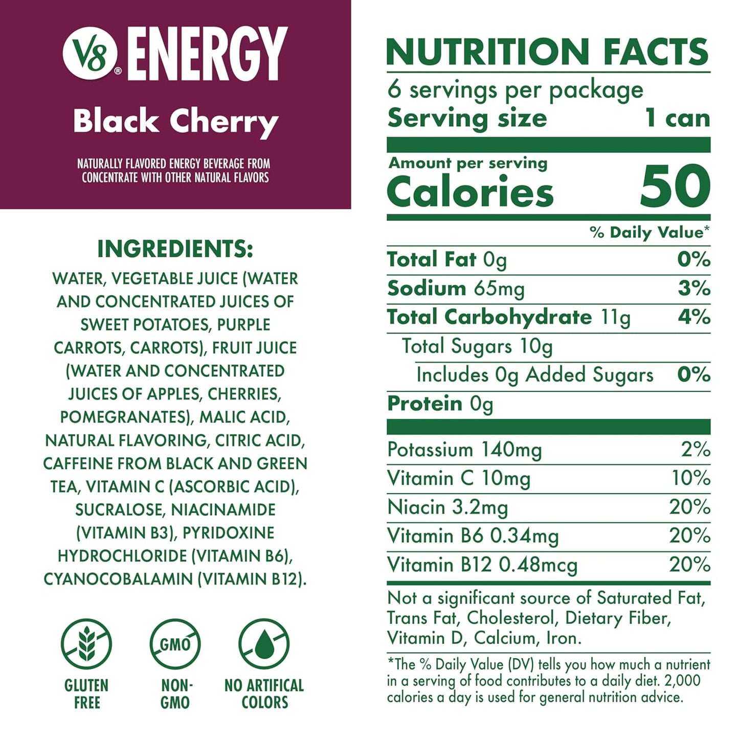 V8 +Energy Juice Drink — 8 fl oz (237mL) × 24 Cans