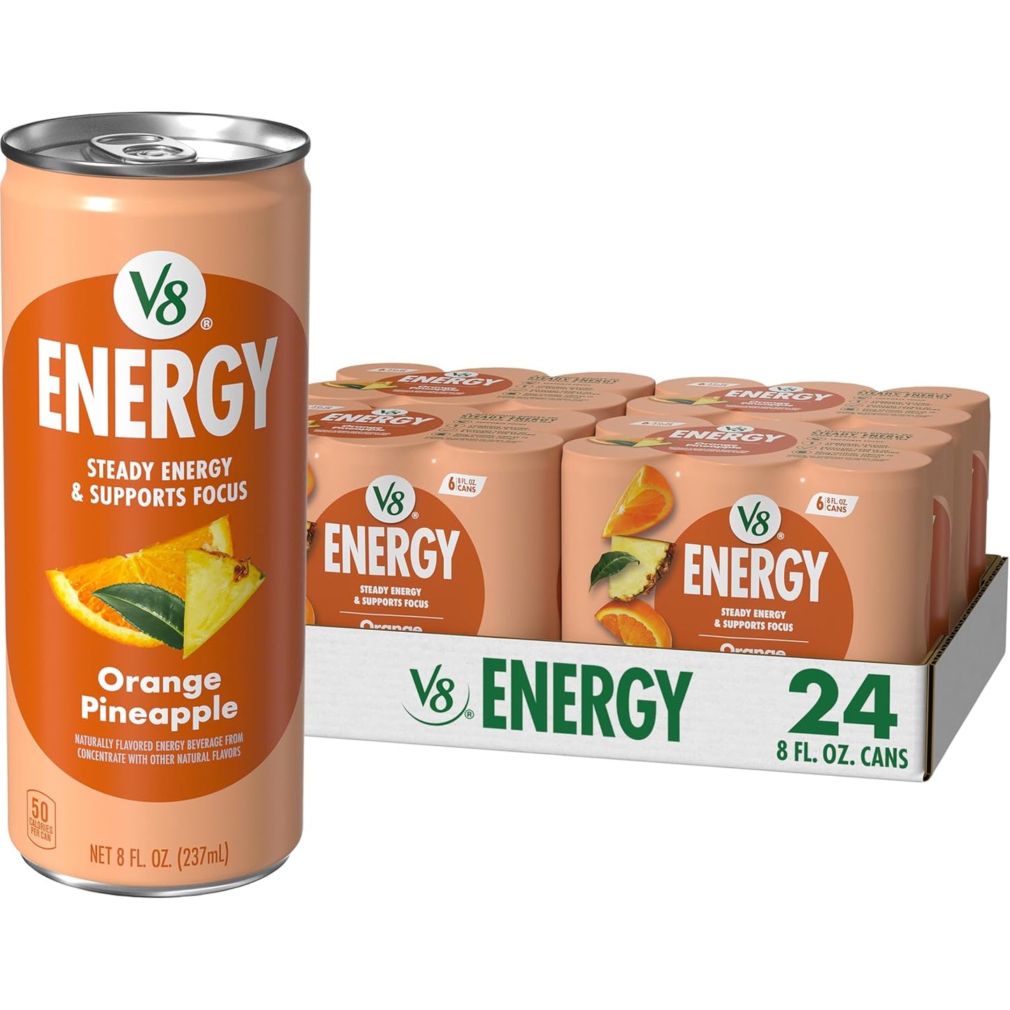 V8 +Energy Juice Drink — 8 fl oz (237mL) × 24 Cans