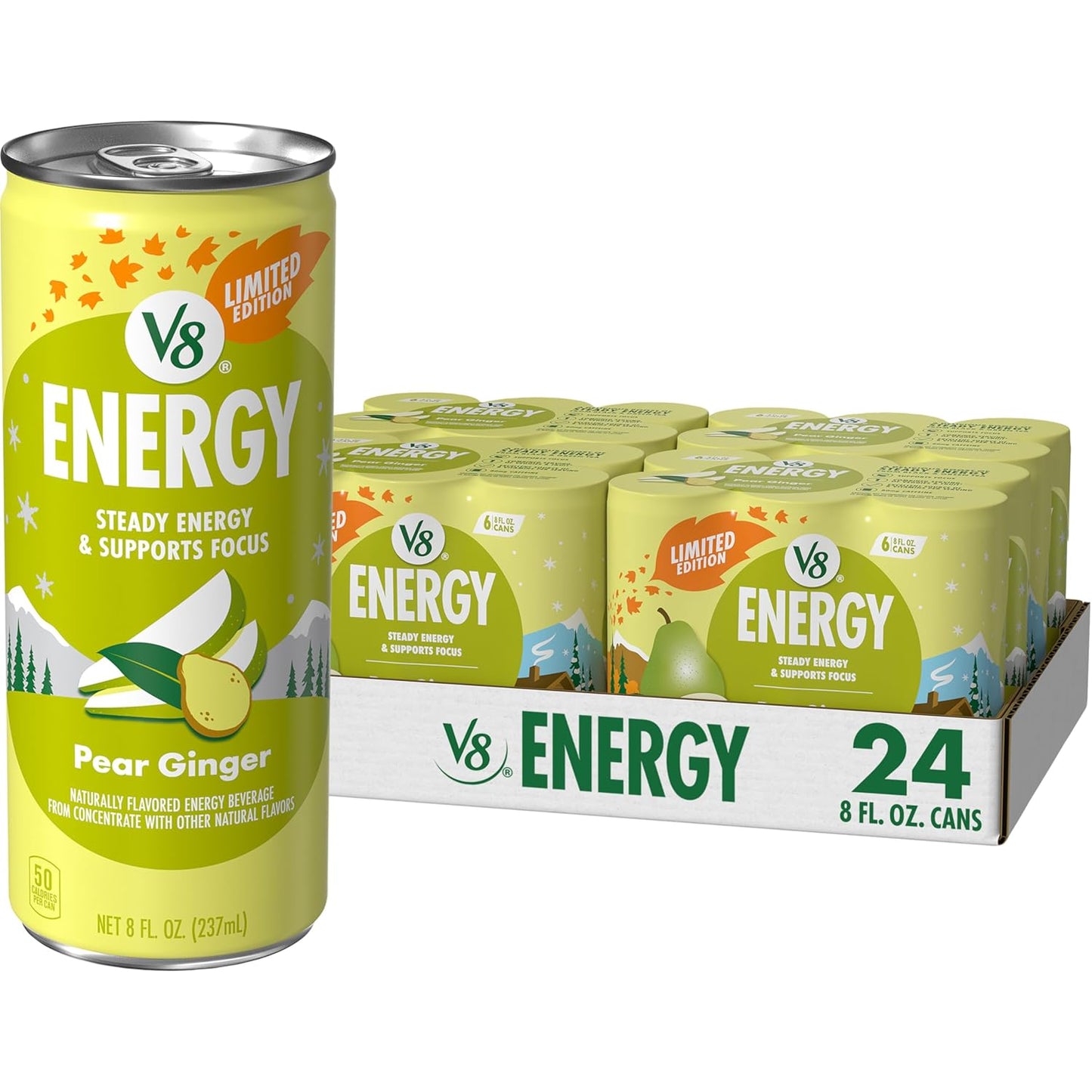 V8 +Energy Juice Drink — 8 fl oz (237mL) × 24 Cans