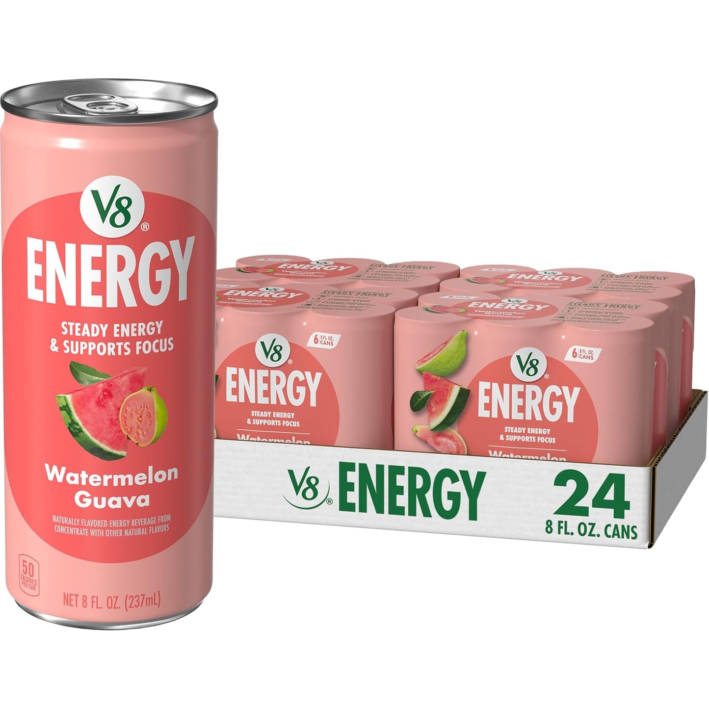 V8 +Energy Juice Drink — 8 fl oz (237mL) × 24 Cans