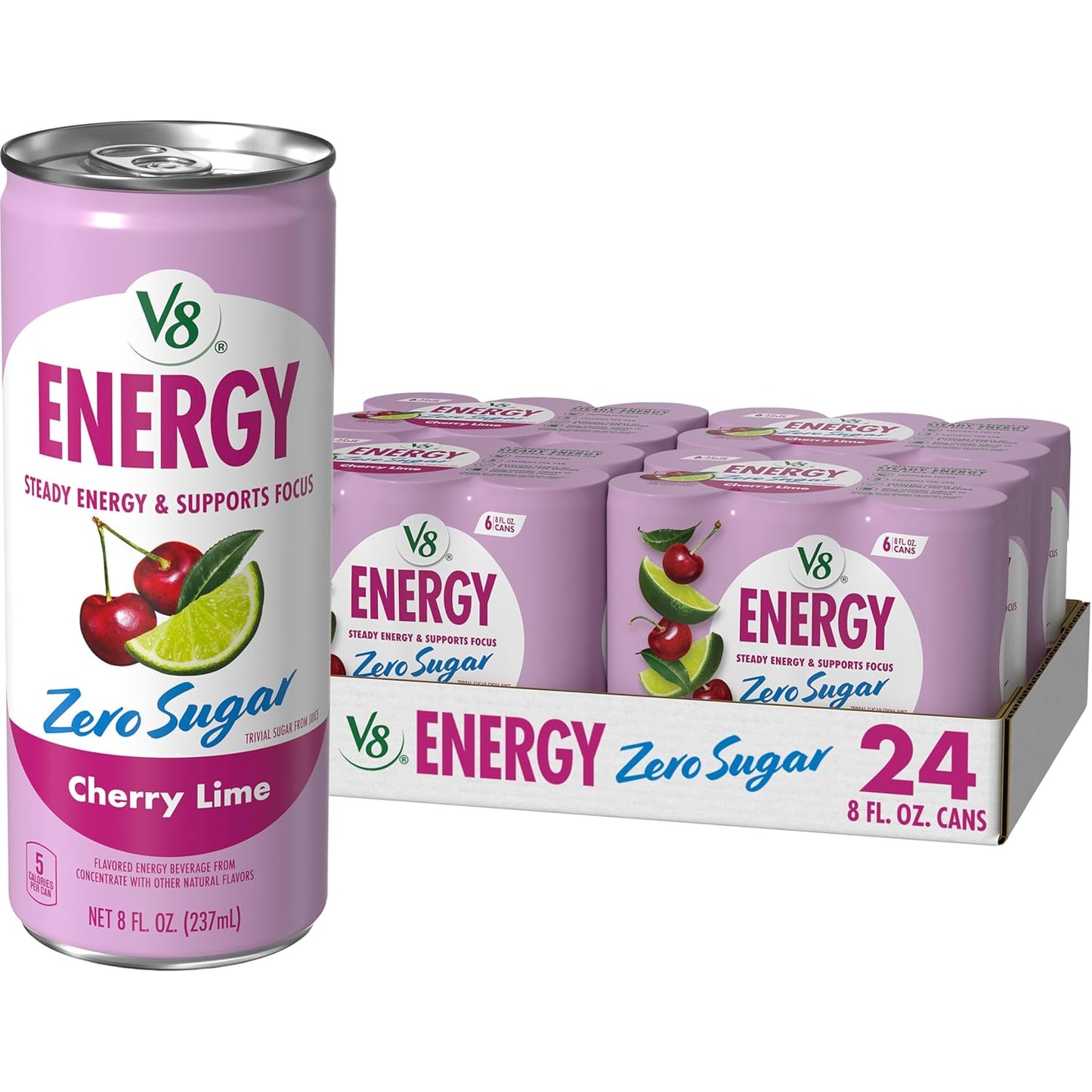 V8 +Energy Juice Drink — 8 fl oz (237mL) × 24 Cans